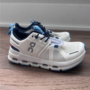 On Running Kids' Cloudswift Sneakers in White and Blue